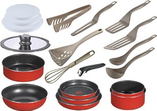 Tefal L0679702 Ingenio 5 Batterie de Cuisine Set de 20 Pièces Aluminium Rouge