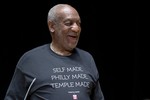 Entertainer and former classmate Bill Cosby speaks during a public memorial service for Philadelphia Inquirer co-owner Lewis Katz Wednesday, June 4, 2014, at Temple University in Philadelphia. Katz and six others died when his private jet crashed during takeoff on Saturday, May 31, 2014, in Massachusetts. He was 72.