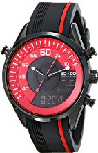 SO & CO New York  Men's 5044.4 SoHo Quartz Analog Digital Red Dial Rubber Strap Watch