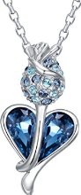 Swarovski Elements Blue Designer Heart Pendant for Women by NEVI