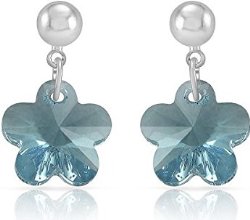 Mahi Liana Collection Blue Rhodium Plated Swarovski Dangle and Drop Earrings For Women ER1104072R