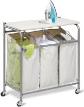 Honey-Can-Do SRT-01196 Rolling Ironing and Sorter Combo Laundry Center