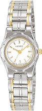 Citizen 3555 Reloj clásico analógico cuarzo para mujer, blanco/plateado