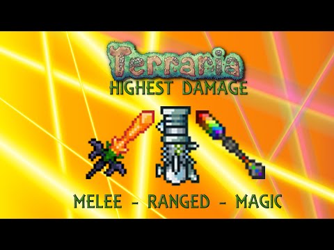 Terraria 1.2.4 Highest Damage - Melee - Ranged - Magic (600,000 DPS) -Max Stats