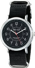 SO & CO New York Men's 5002A.2 SoHo Quartz Black Luminous Dial Black Canvas Watch