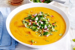 Thai sweet potato soup with coriander sprinkle