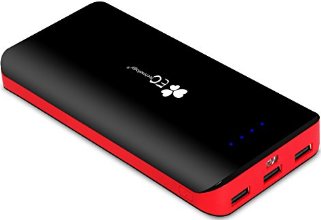 EC Technology 2nd Gen Deluxe 22400mAh Ultra High Capacity 3 USB Output External Battery With 3-modes LED Flashlight Portable Power Bank Charger For iPhone 6 Plus 5S 5C 5 4S 4, iPad Air, iPad mini, Galaxy S6 S5 S4 S3, Note 4 3, Nexus, HTC One, Most other Phones and Tablets - Black & Red