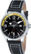 AVi-8 Hawker Hunter Men's Quartz Watch with Black Dial Analogue Display and Black Leather Strap AV-4007-02