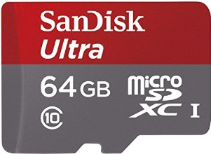 SanDisk Ultra - Tarjeta de memoria MicroSDXC de 64 GB (UHS-I, clase 10, hasta 48 MB/s de lectura, con adaptador SD)