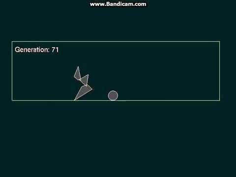 Genetic algorithm. Learning to jump over ball.