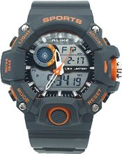 ALIKE AK14101 50M Waterproof Mens Dual Time Sports Watch Digital Quartz Wrist Watch with Date /Alarm /Stopwatch - Orange