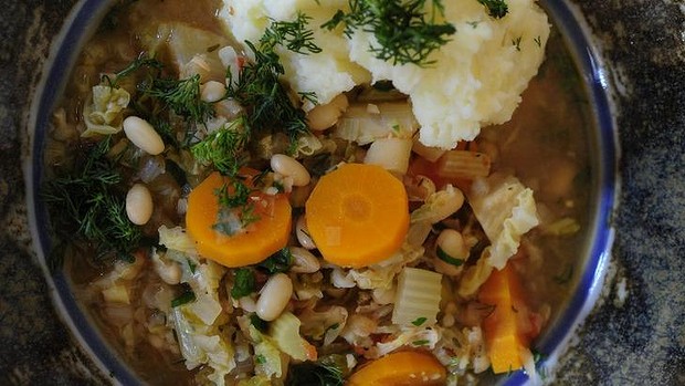 Polish cabbage and bean soup makes the ideal winter warmer.