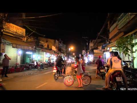 Saigon's poorest area. District 4 ghetto by night. Vietnam in HD