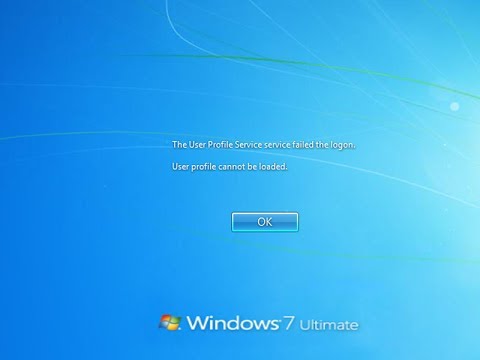 User profile service failed the logon  User profile cannot be loaded