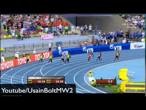 Moscow Usain Bolt 200M Final 19.66 WL World Championships IAAF