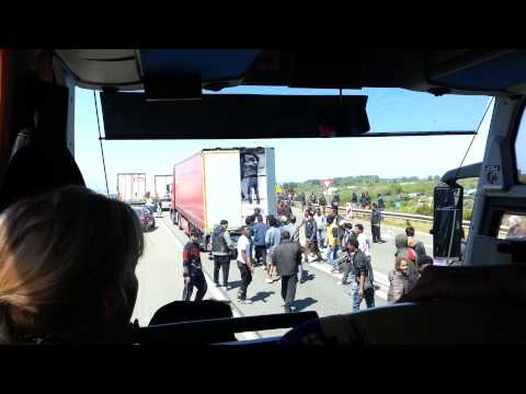 Rioting migrants yesterday- Calais to Dover port