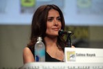 Salma Hayek speaking at the 2014 San Diego Comic Con International, for "Everly", at the San Diego Convention Center in San Diego, California.