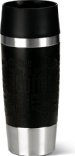 EMSA 513361 Isolierbecher TRAVEL MUG Manschette, schwarz, 0,36 Liter (4 Std. heiß, 8 Std. kalt, spülmaschinenfest, 360° Trinköffnung, 100 % dicht)