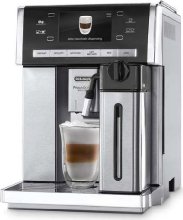 DeLonghi One Touch ESAM 6900 LatteCrema Kaffee-Vollautomat PrimaDonna (15 bar, Trinkschokoladenfunktion, Farbdisplay, Milchbehälter) silber/Edelstahl