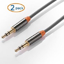 2 Stück (3.3 Fuß/ 1 Meter) 3.5mm Klinke-Klinke Stereo AUX Audio Kabel -- Golden Vernickelte Stecher für iPhone, iPad, iPod, Smarthandy, Tablet und MP3 Player (3.3 Fuß)