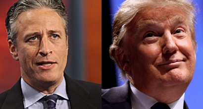 Composite of Jon Stewart and Donald Trump