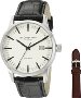 Stuhrling Original Men's 555A.03 Classic Ascot II  Swiss Quartz Date Champagne Dial Strap Set Watch