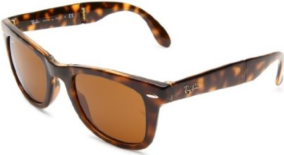 Ray-Ban RB4105 Folding Wayfarer Sunglasses 50 mm, Non-Polarized, Light Havana/Crystal Brown