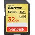 SanDisk Extreme - Tarjeta de memoria SDXC de 32 GB (UHS-I, velocidad de lectura 60MB/s, clase U3), negro