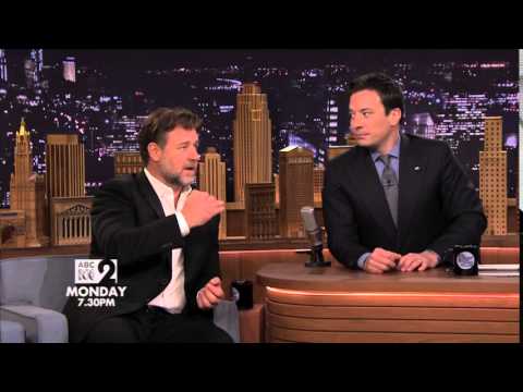 Jimmy Fallon and Russell Crowe talk in Australian accents on The Tonight Show Starring Jimmy Fallon