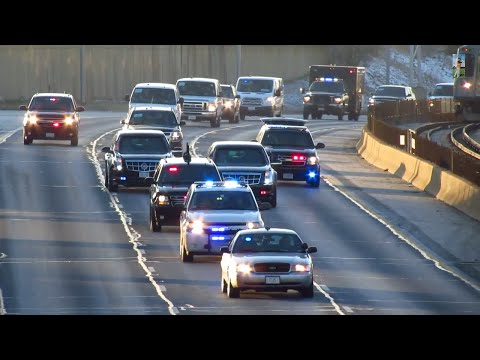 President Barack Obama's Motorcade on the Kennedy Expressway in Chicago ( I-90 )  [11.25.2014]