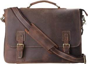 Kattee?Men's crazy horse leather messenger bag briefcase Laptop Business Messenger bag