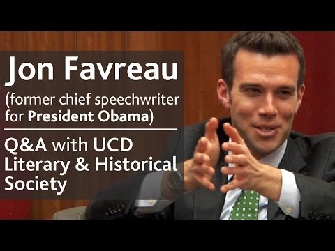 Jon Favreau - former chief speechwriter for President Obama |  Q&A with UCD L&H Society