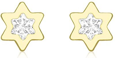 Carissima 9ct Yellow Gold Double CZ Star Stud Earrings