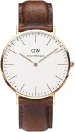 Daniel Wellington St Andrews Rose Men's Quartz Watch with White Dial Analogue Display and Brown Leather Strap 0106DW