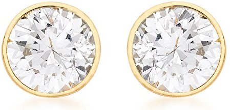 Carissima 9ct Yellow Gold 7mm Round Cubic Zirconia Stud Earrings