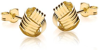 Carissima 9ct Yellow Gold 8mm Ribbed Knot Stud Earrings