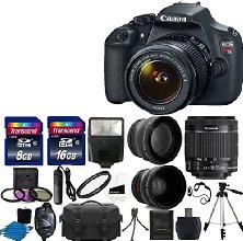 Canon EOS Rebel T5 DSLR CMOS Digital SLR Camera and DIGIC Imaging with EF-S 18-55mm f/3.5-5.6 IS Lens + 58mm 2x Professional Lens +High Definition 58mm Wide Angle Lens + Auto Flash + 59" Strong lightweight Tripod + UV Filter Kit With 24GB Complete Deluxe Accessory Bundle