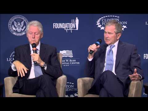 President George W. Bush and President Bill Clinton discuss Presidential Leadership Scholars