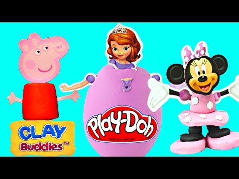 Surprise Clay Buddies Eggs Disney Princess Minnie Mouse Peppa Pig Pixar Cars Play Doh Surprise Egg