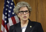 File - Bexar County Sheriff Susan Pamerleau speaks at a news conference, July 31, 2015, in San Antonio, Texas.