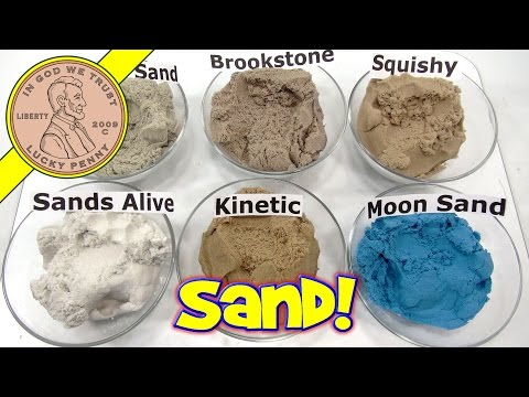 6 Sand Comparison!  Kinetic, Squishy, Sands Alive, Cra-Z-Sand, Brookstone & Moon Sand!