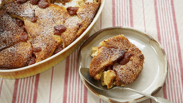 Tea-time treat: Quince bread and butter pudding.