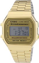 Casio  A168WG-9EF Men's Quartz Watch with Grey Dial Digital Display and Gold Stainless Steel Strap