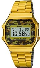 Casio Men's Quartz Watch with Grey Dial Digital Display and Gold Stainless Steel Bracelet A168WEGC-5EF