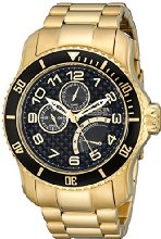 Invicta Pro Diver Men's Quartz Watch with Black Dial  Analogue display on Gold Stainless Steel Bracelet 15341