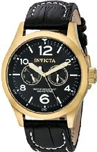 Invicta I-Force Men's Quartz Watch with Black Dial  Chronograph display on Black Leather Strap 10491