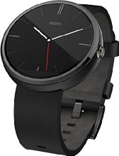 Motorola Moto 360 - Black Leather Smart Watch