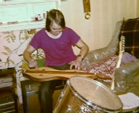 JM Davis (dulcimer) rehearsing at home