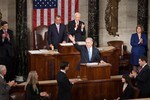 File - Speaker John Boehner gavels the joint meeting of Congress to order as Prime Minister Benjamin Netanyahu expresses his appreciation for a warm welcome from those gathered in the Hall of the House, 3 March, 2015.