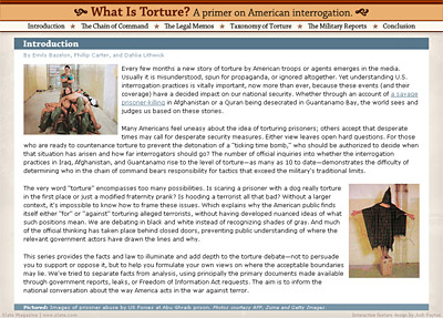 Click here for an interactive feature about the U.S. military's interrogation practices since Sept. 11 and the Bush administration policies that have informed them.